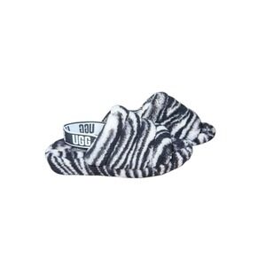 UGG Women's Fluff Yeah Zebra Faux Fur Slippers‎ Slides Size 9